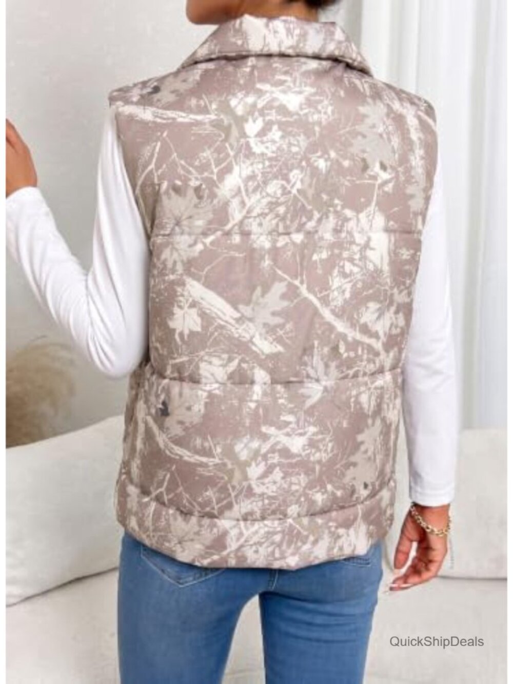 EVALESS Women Puffer Vest Camo Quilted - Picture 2 of 5